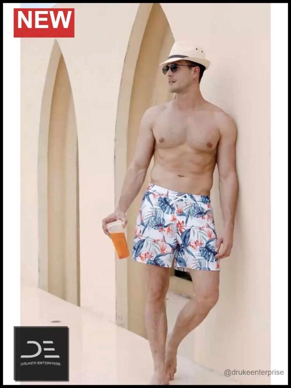 Mens Swim Trunks 5 Inch Inseam with Compression Liner Quick Dry Zipper Pocket